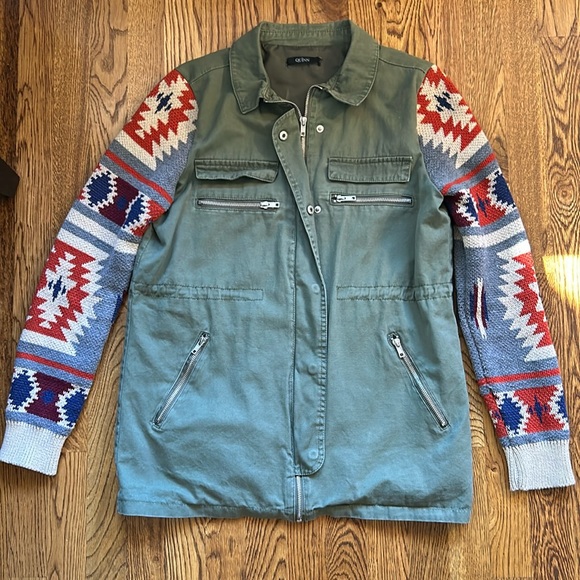 Green Jacket with Sweater Sleeves - Picture 1 of 6